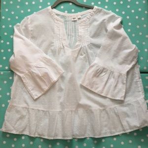 White Ruffle Hem Top